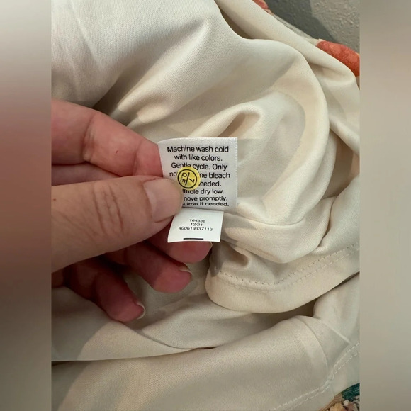 Nine West CRACKLE LEAVES CORAL SIDE TIE FAUX WRAP MINI SQUARE NECK DRESS Sz XXL - Picture 12 of 12